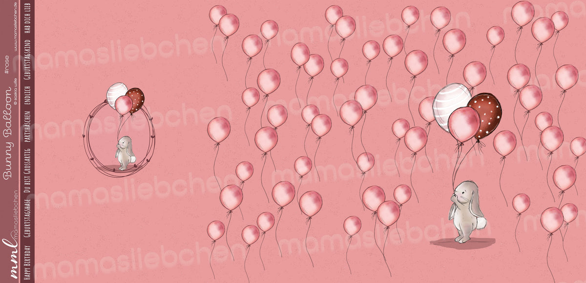 Jersey-Stoff "Bunny Balloon #rose" (1Panel/ ca.0,75m)