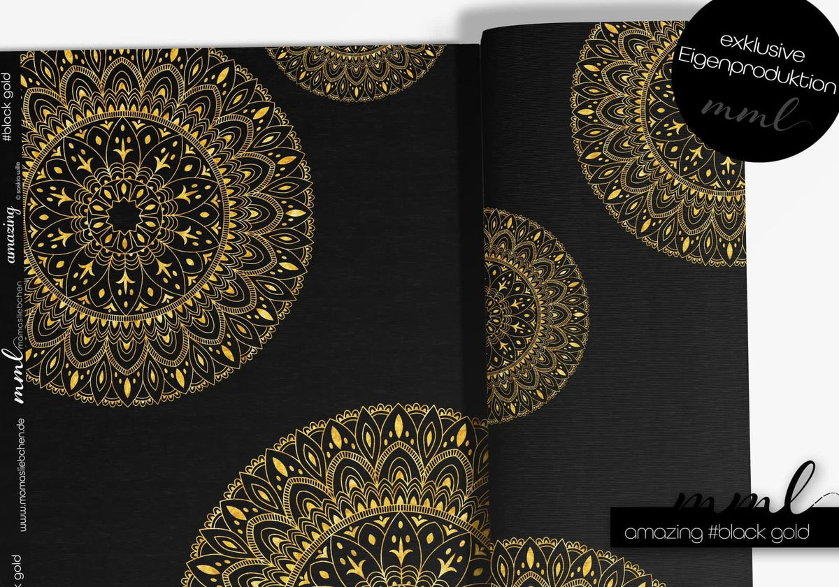 SoftTouch Sommer-Sweat-Stoff "amazing #black gold" (0,25m)
