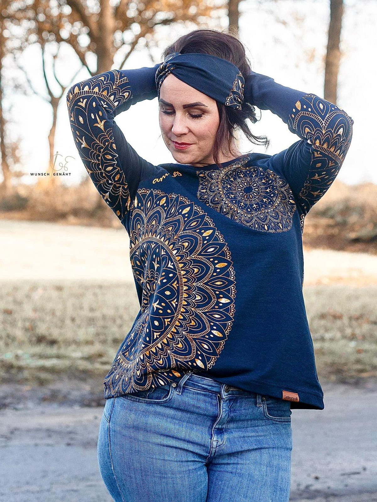 SoftTouch Sweat-Stoff "amazing #blue gold" (0,25m)