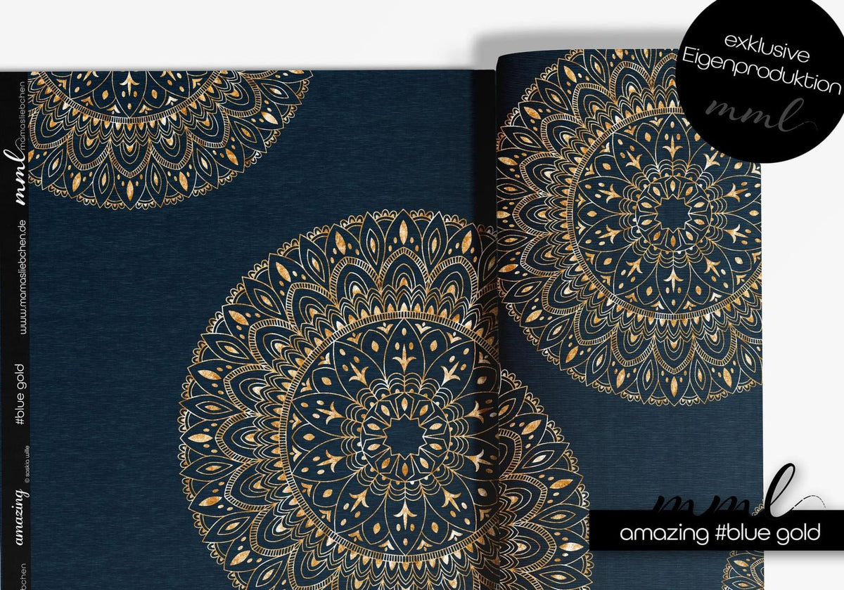 SoftTouch Sweat-Stoff "amazing #blue gold" (0,25m)