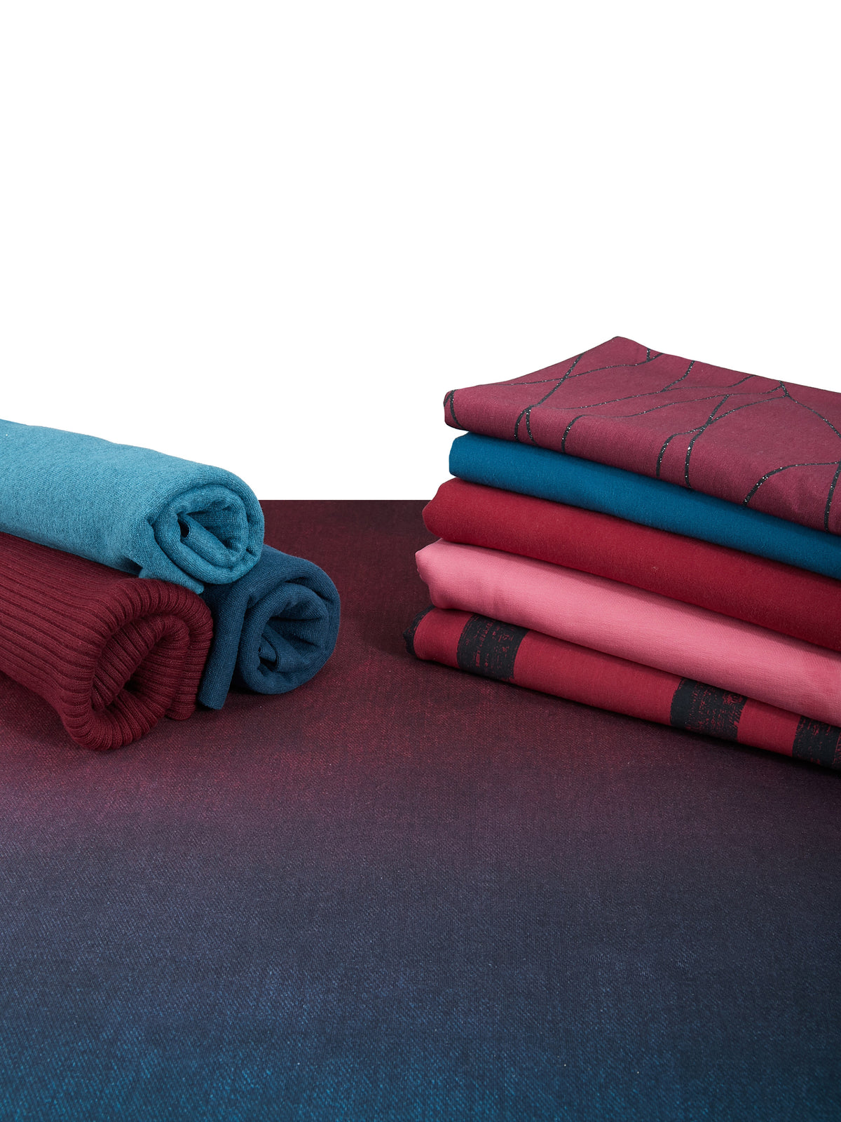 Bio-Sommer-Sweat-Stoff angeraut "Jeans #berry moonlight" (1 Panel, ca. 1,50m)