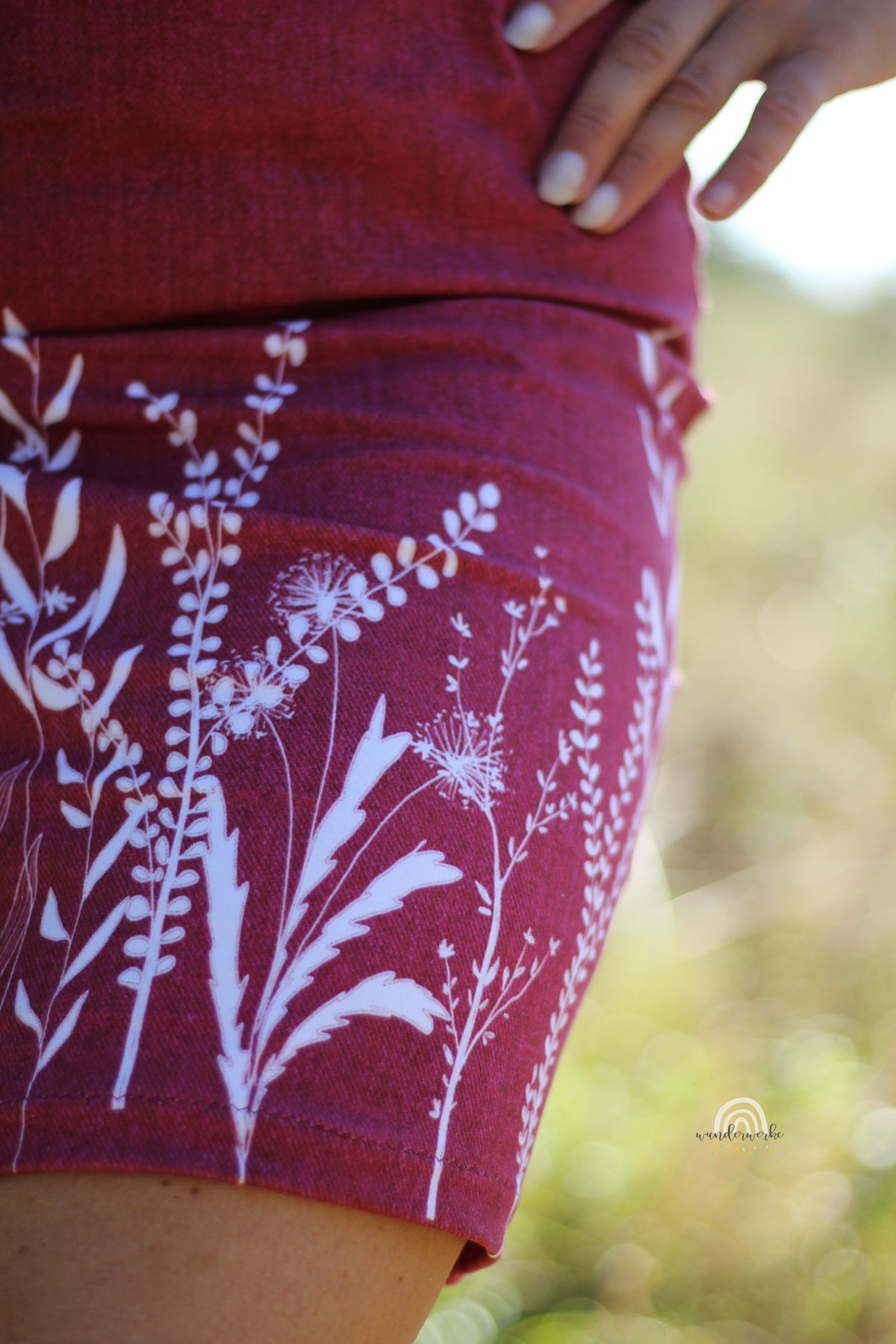 Bio-Sommer-Sweat-Stoff angeraut "Wildflower jeans #oldrose" (1 Panel, ca. 1,50m)
