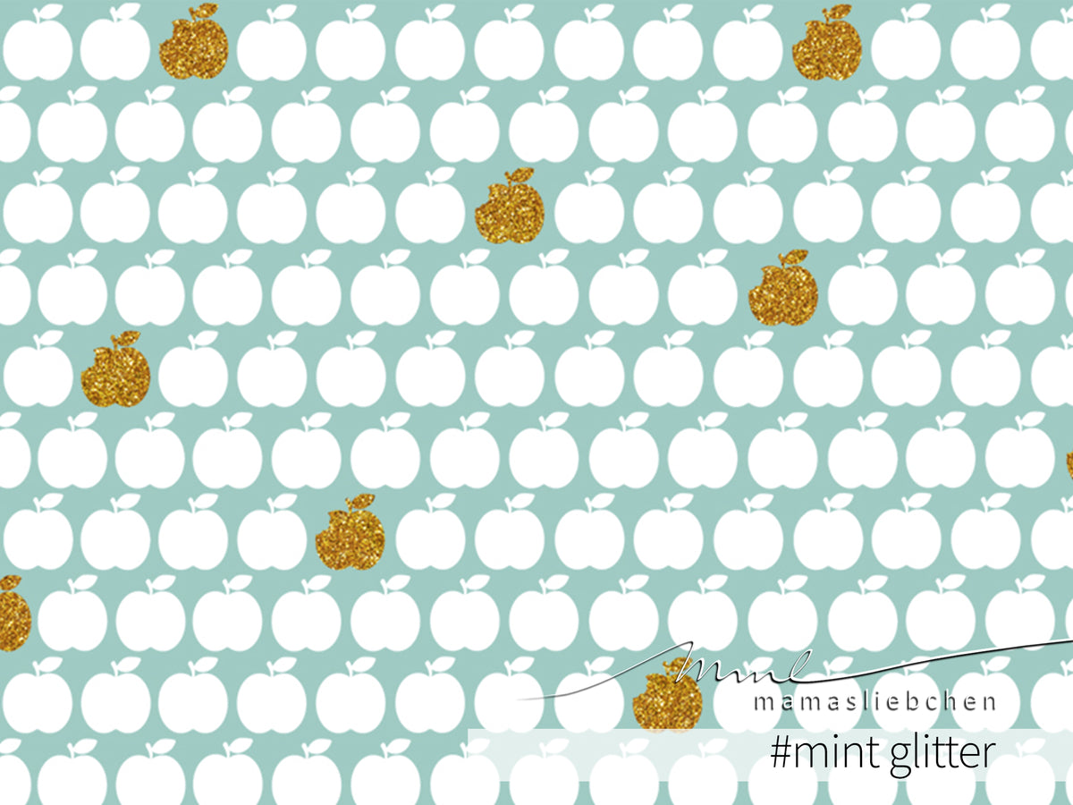 Bio-Sommer-Sweat-Stoff "apple bite glitter #mint glitter" (0,25m)