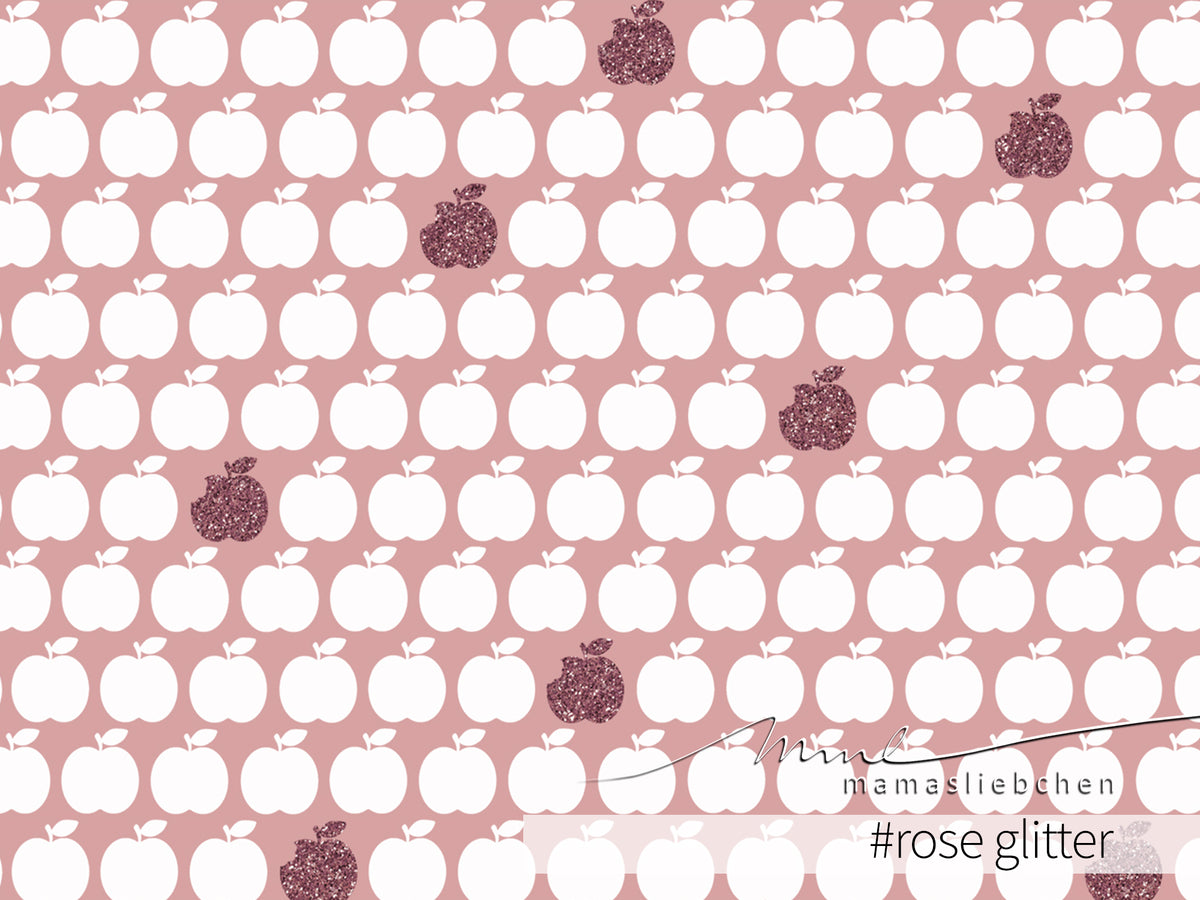 Bio-Sommer-Sweat-Stoff "apple bite glitter #rose glitter" (0,5m)