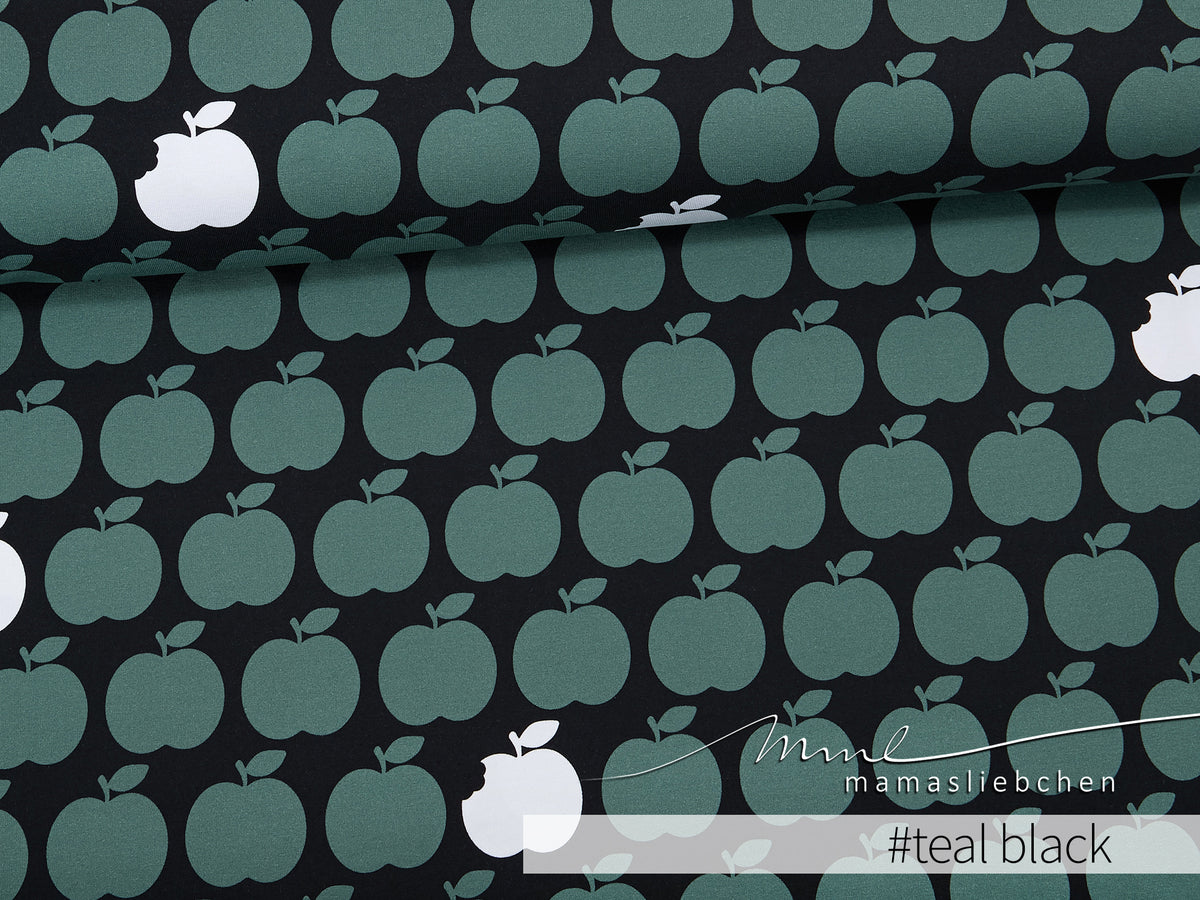 Bio-Sommer-Sweat-Stoff "apple bite #teal black" (0,25m)
