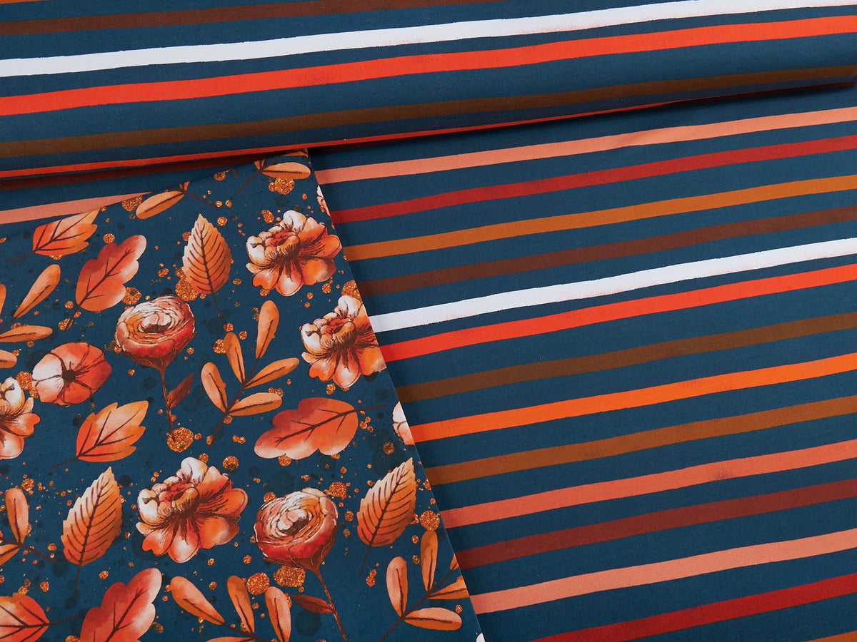 Bio-Sommer-Sweat-Stoff "Aqua stripes #night" (0,5m)