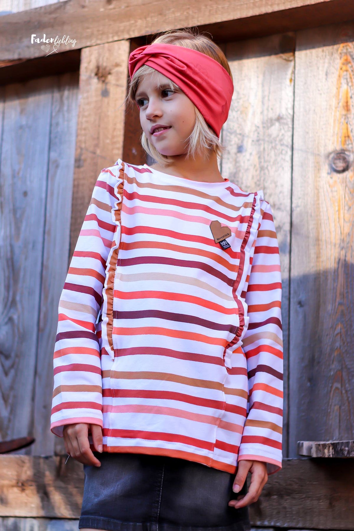 Bio-Sommer-Sweat-Stoff "Aqua stripes #white rust" (0,25m)