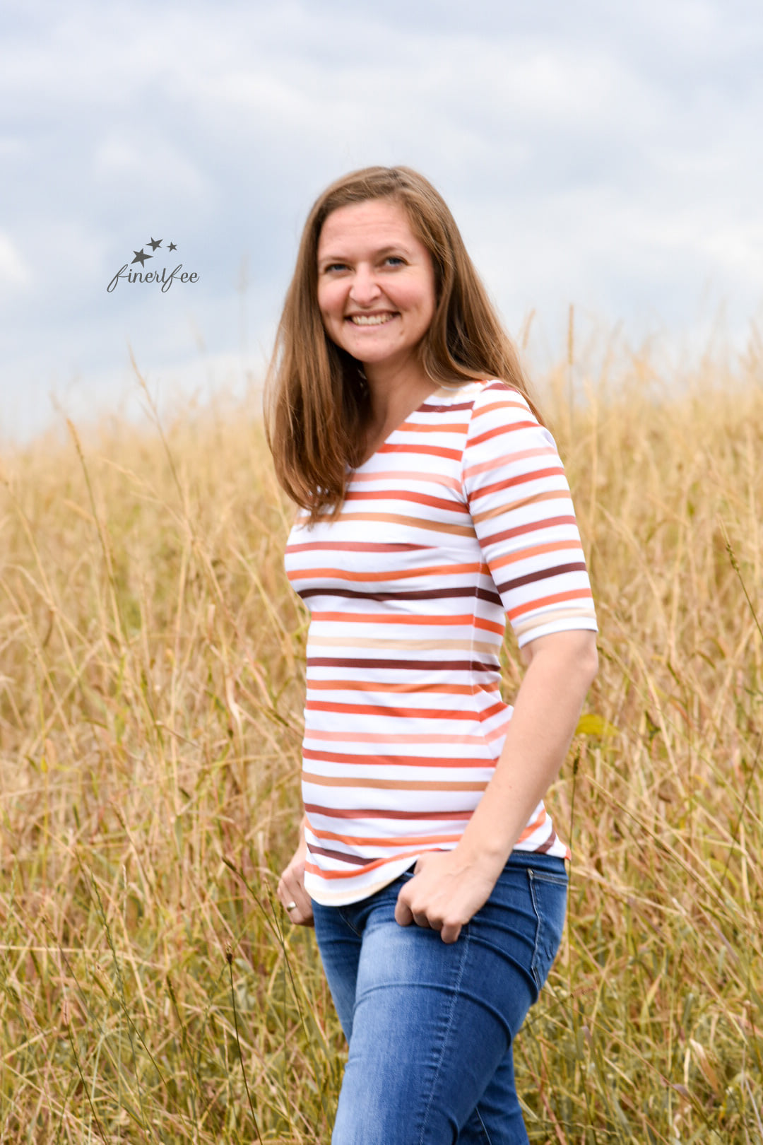 Bio-Sommer-Sweat-Stoff "Aqua stripes #white rust" (0,25m)