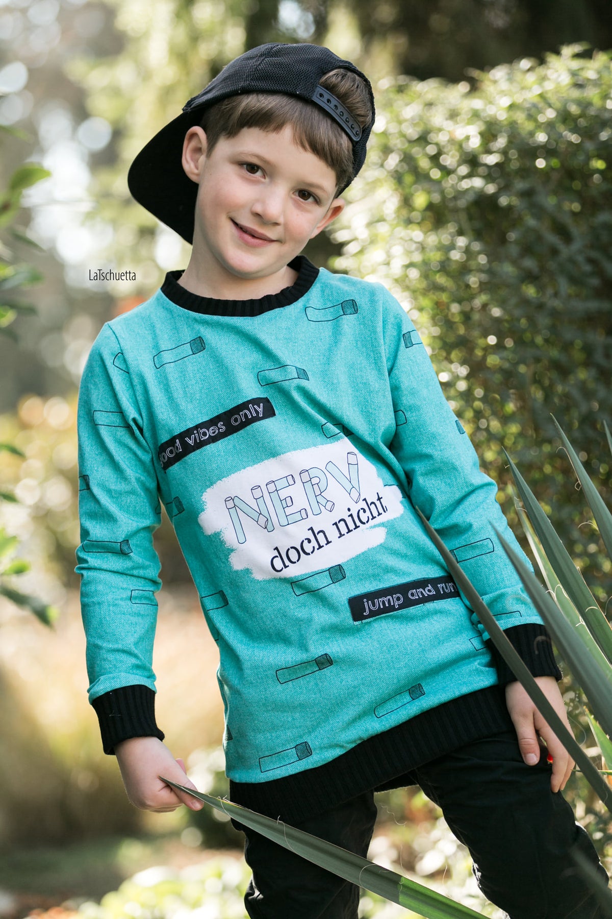 Bio-Sommer-Sweat-Stoff "BEndix wild #mint" (1Panel/ ca.0,65 m)