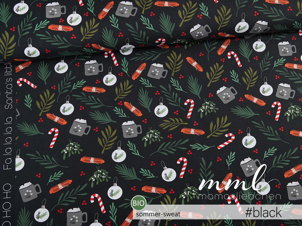 Bio-Sommer-Sweat-Stoff "Best Time of the year #black" (0,25m)