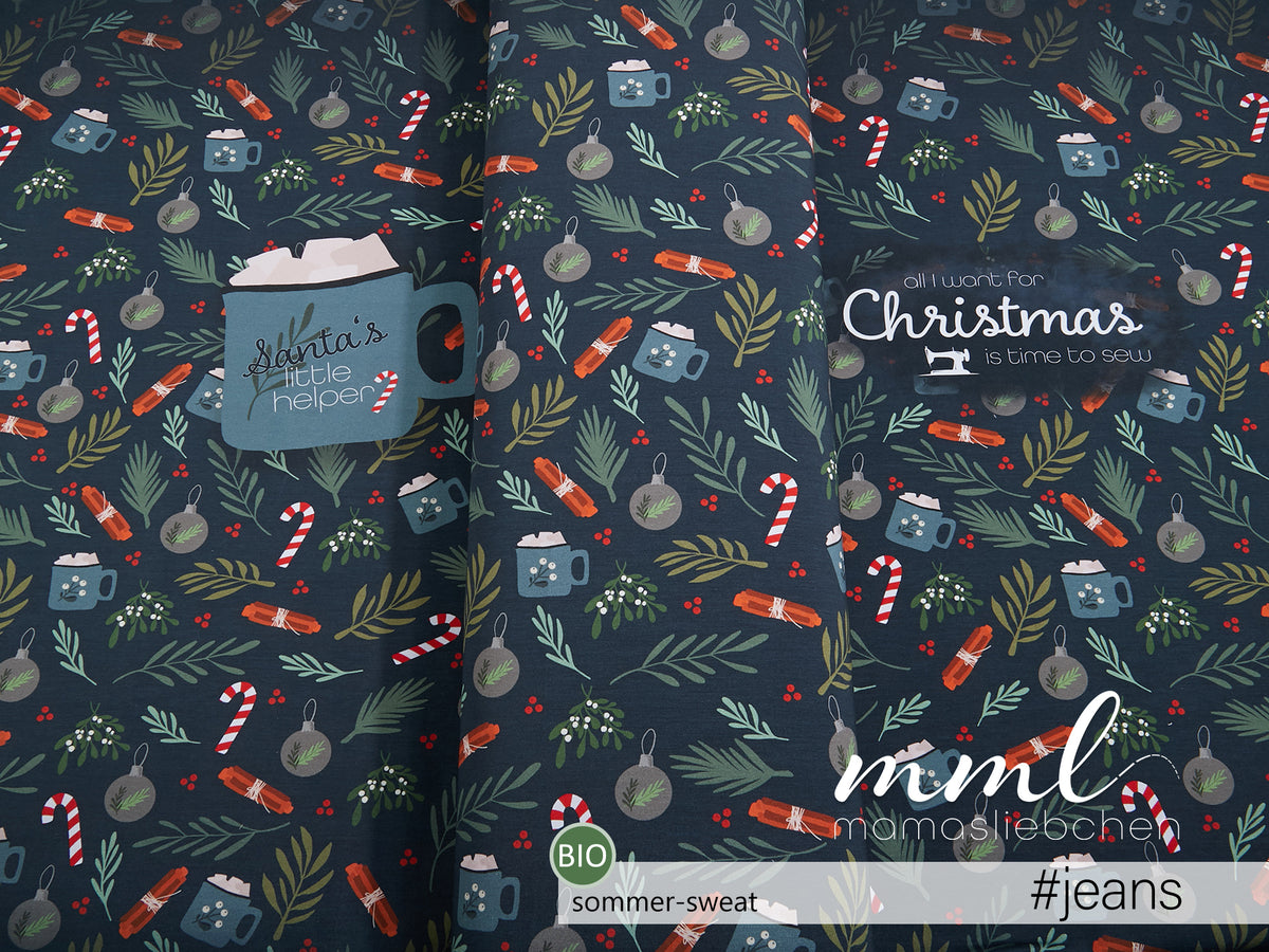 Bio-Sommer-Sweat-Stoff "Best Time of the year #jeans" (1 Panel, ca. 1,0m)