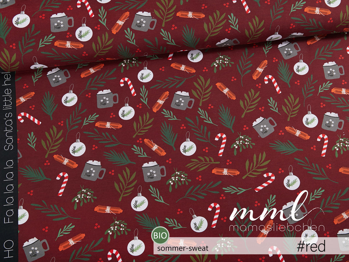 Bio-Sommer-Sweat-Stoff "Best Time of the year #red" (0,25m)