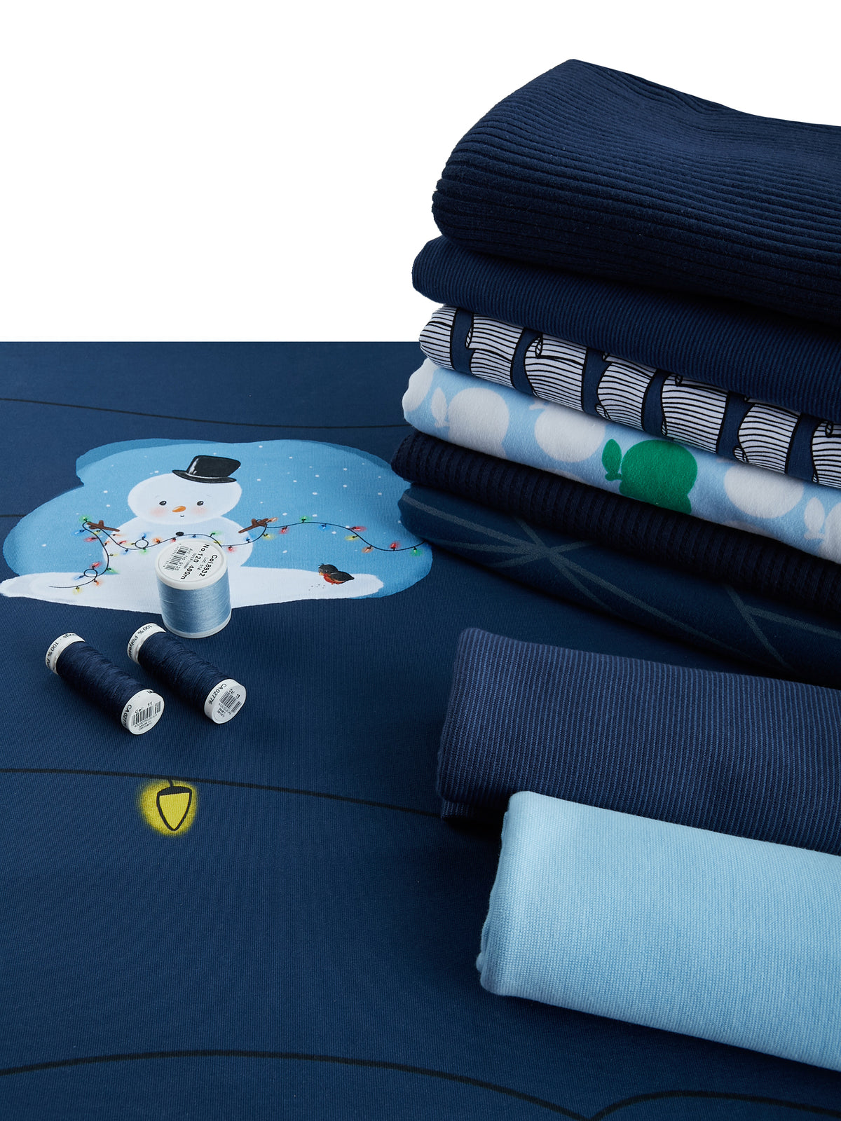 Bio-Sommer-Sweat-Stoff "First Christmas #darkblue" (1 Panel, ca. 1,00m)