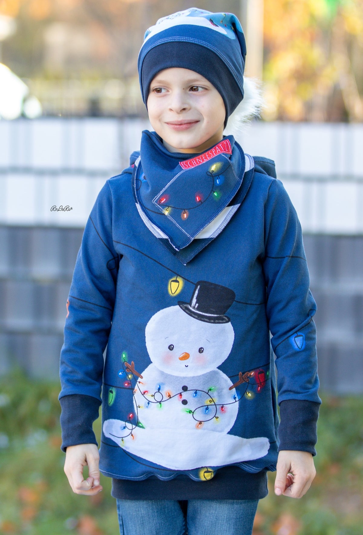 Bio-Sommer-Sweat-Stoff "First Christmas #darkblue" (1 Panel, ca. 1,00m)