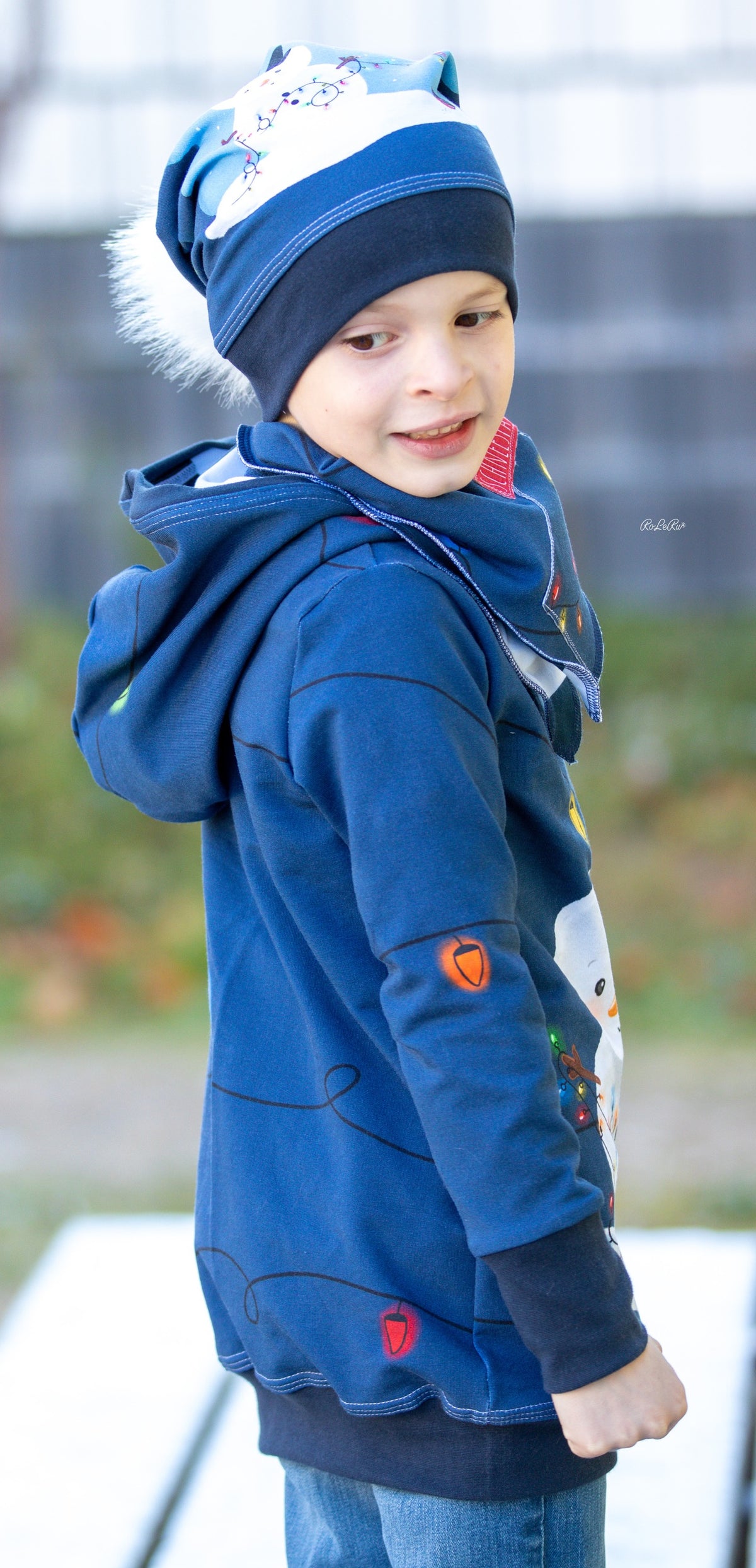 Bio-Sommer-Sweat-Stoff "First Christmas #darkblue" (1 Panel, ca. 1,00m)