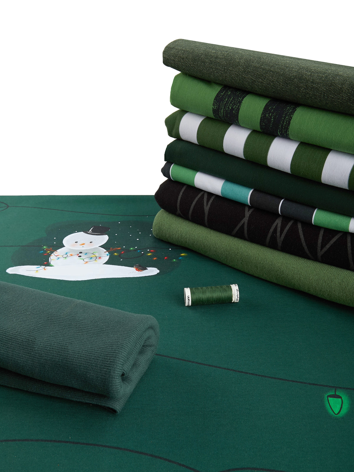 Bio-Sommer-Sweat-Stoff "First Christmas #green" (1 Panel, ca. 1,00m)