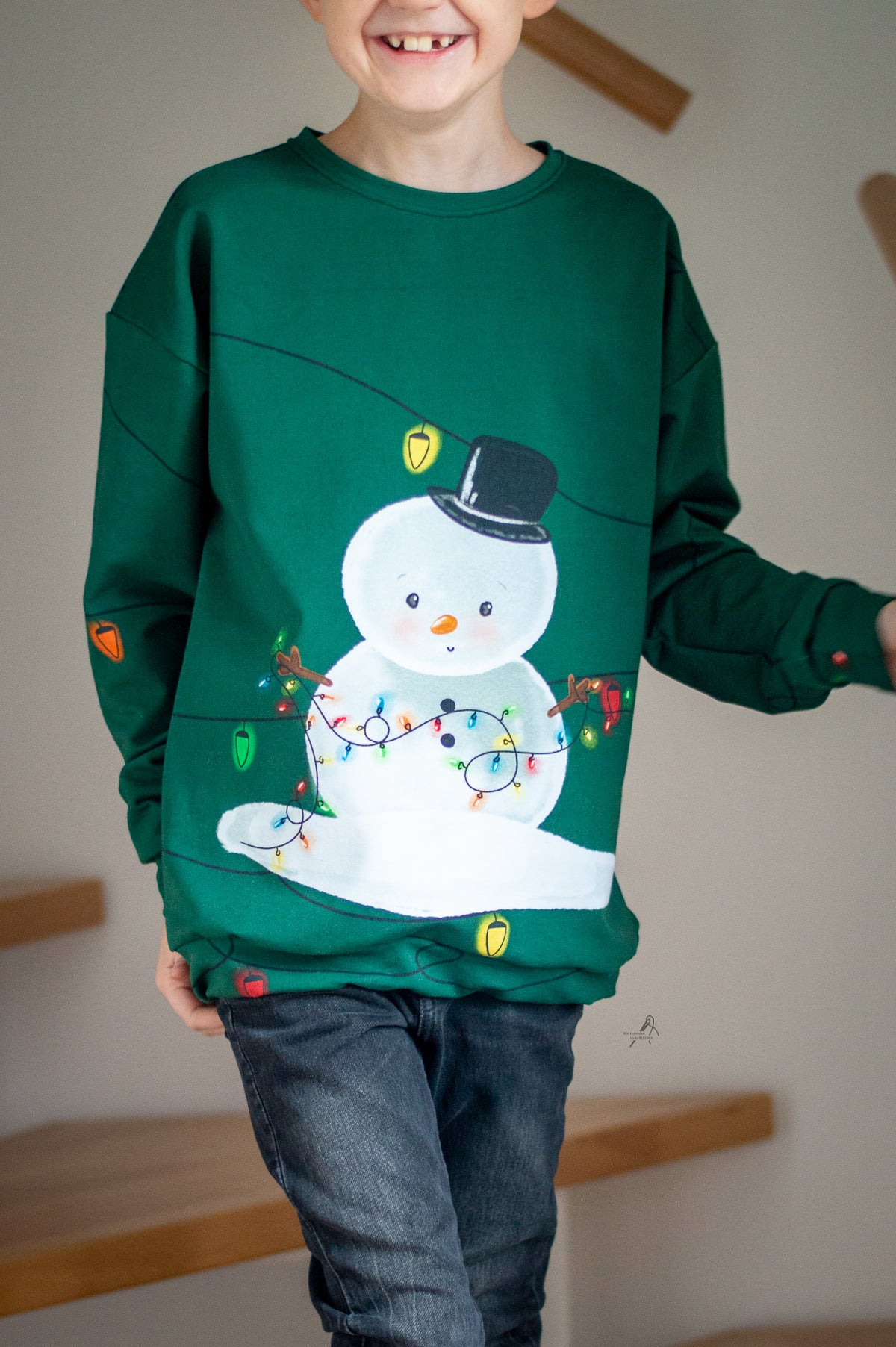 Bio-Sommer-Sweat-Stoff "First Christmas #green" (1 Panel, ca. 1,00m)