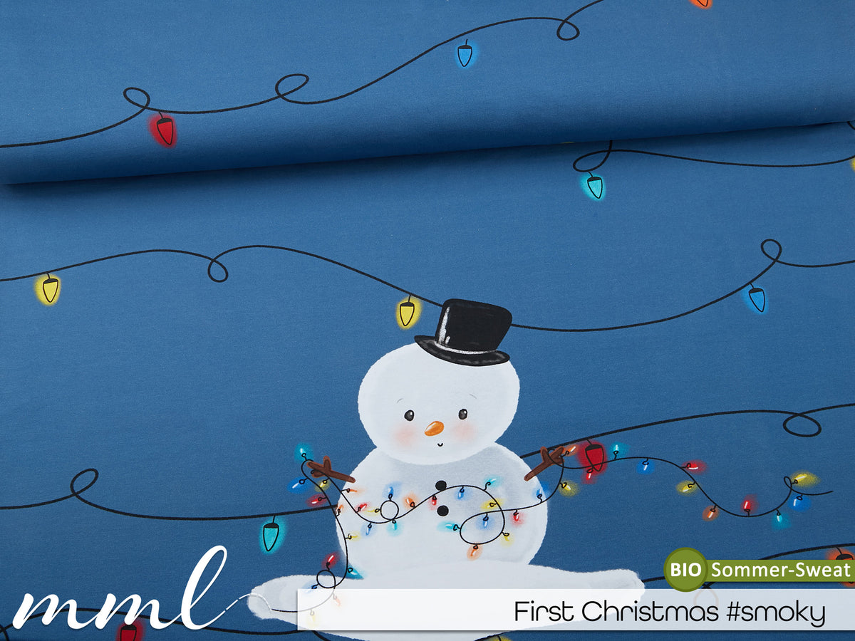 Bio-Sommer-Sweat-Stoff "First Christmas #smoky" (1 Panel, ca. 1,00m)