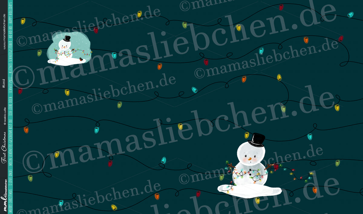 Bio-Sommer-Sweat-Stoff "First Christmas #teal" (1 Panel, ca. 1,00m)