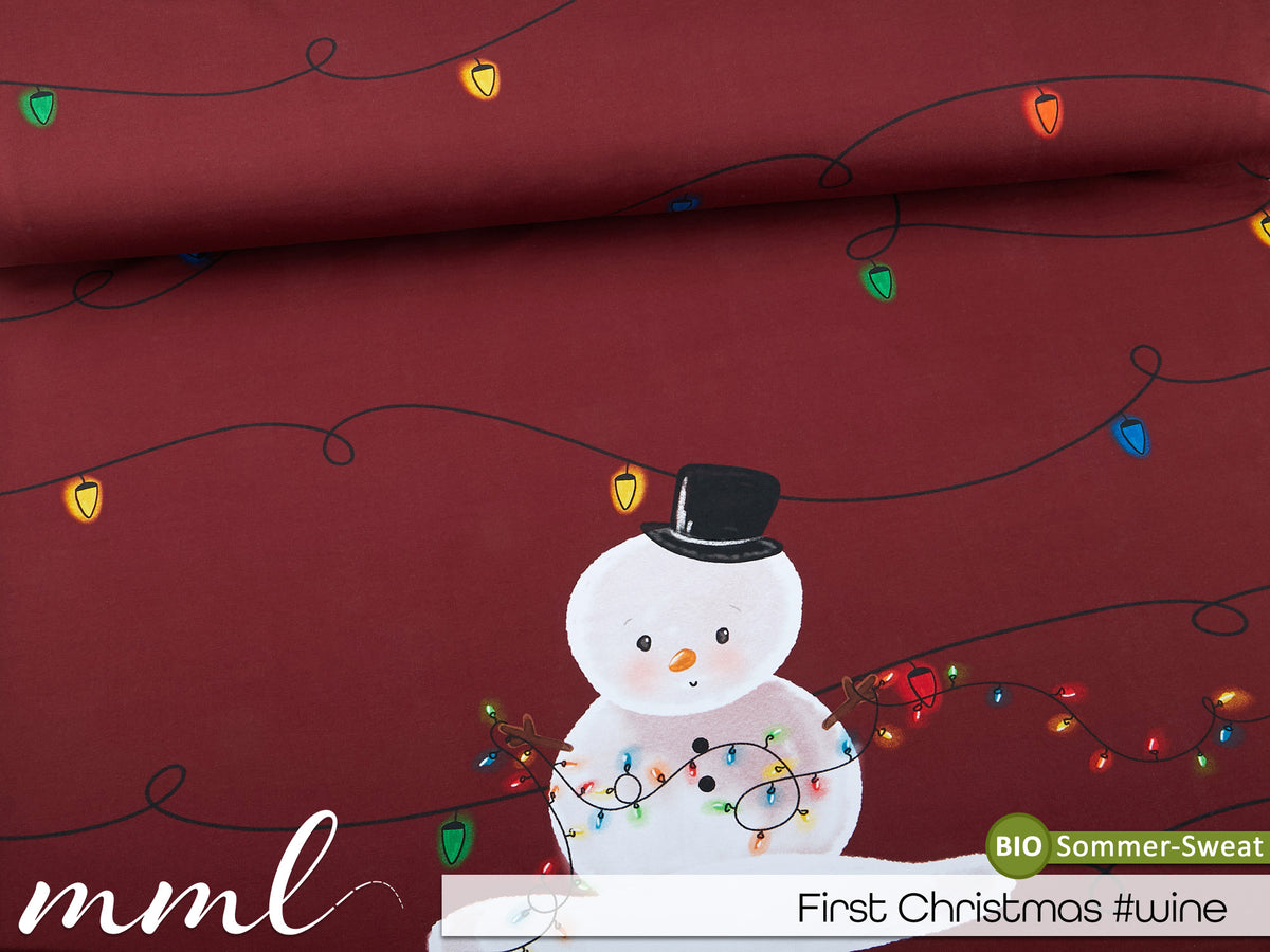 Bio-Sommer-Sweat-Stoff "First Christmas #wine" (1 Panel, ca. 1,00m)
