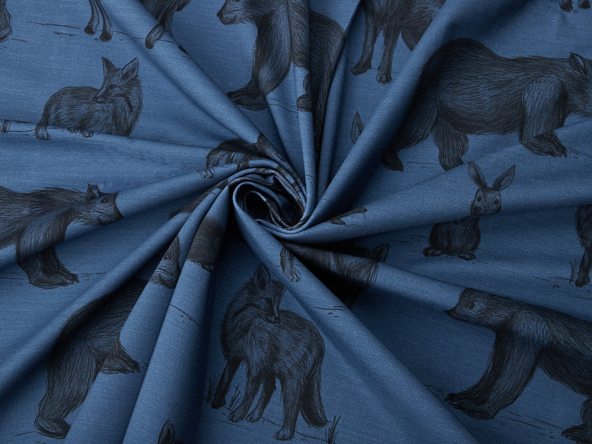 Bio-Sommer-Sweat-Stoff "in the night #darkblue" (0,25m)