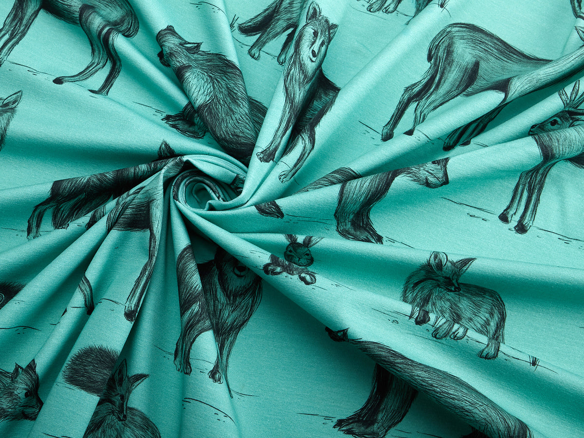 Bio-Sommer-Sweat-Stoff "in the night #mint" (0,25m)