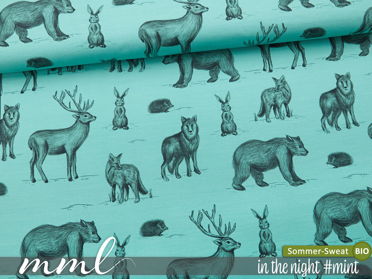 Bio-Sommer-Sweat-Stoff "in the night #mint" (0,25m)