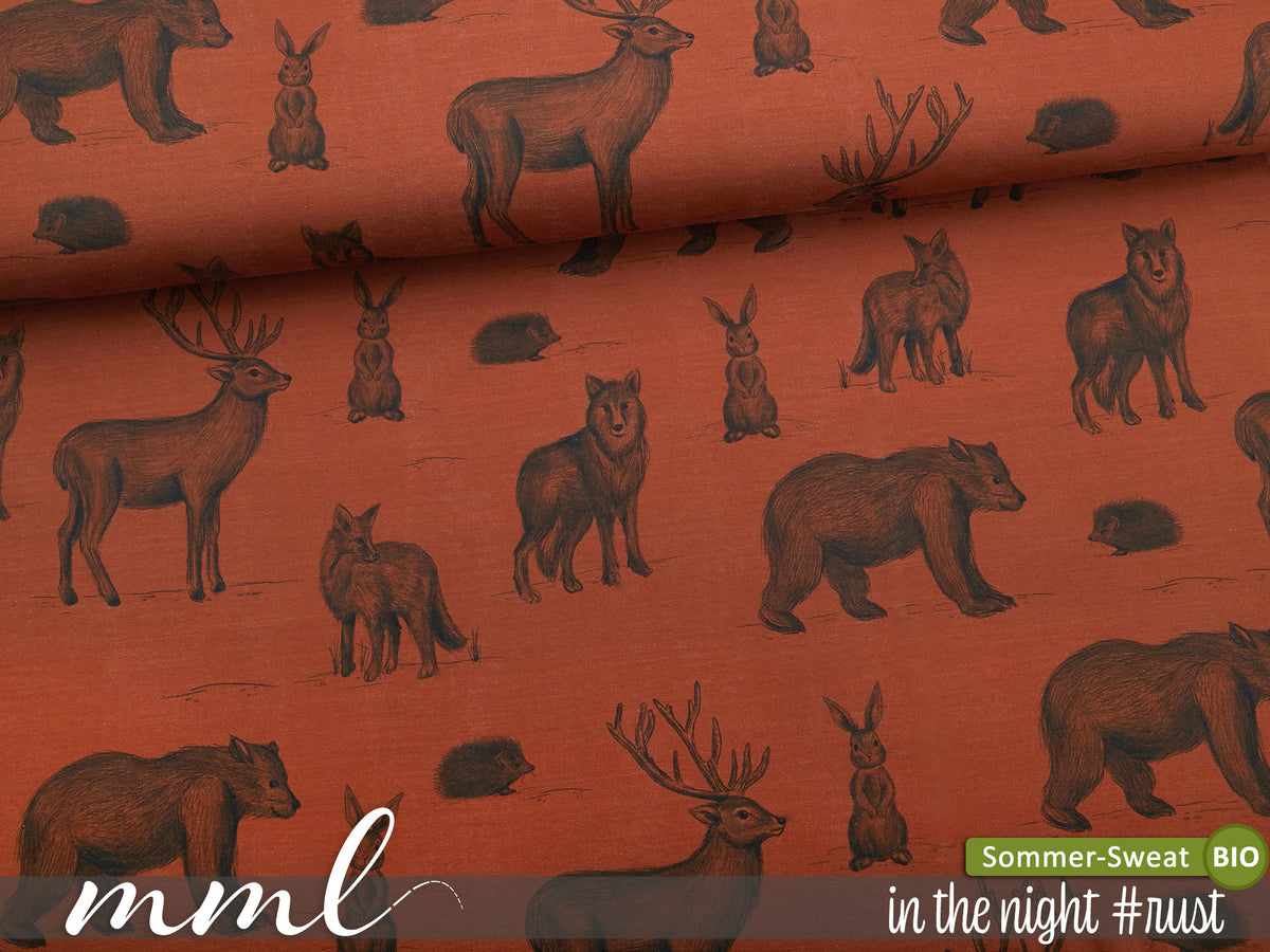 Bio-Sommer-Sweat-Stoff "in the night #rust" (0,25m)