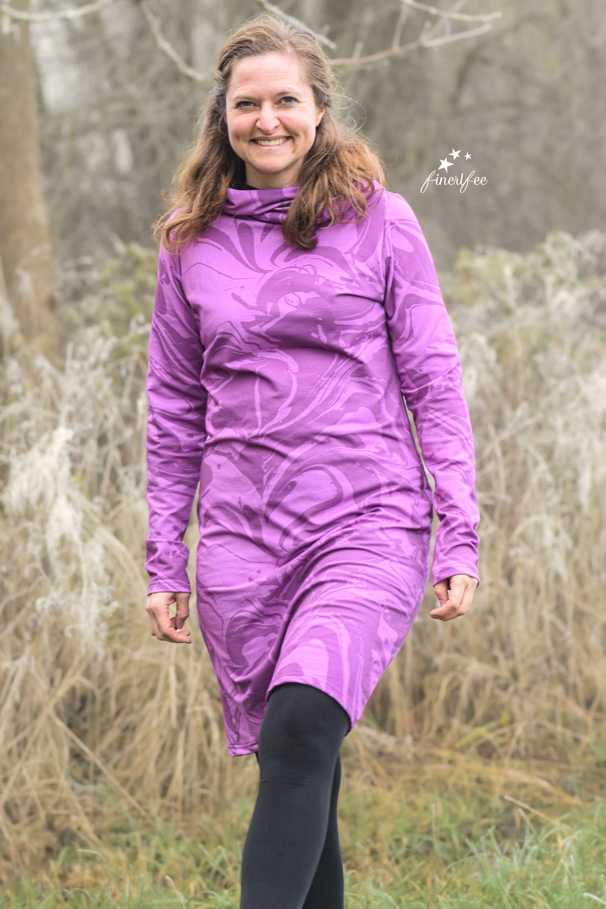 Bio-Sommer-Sweat-Stoff "Marble #lila" (0,25m)