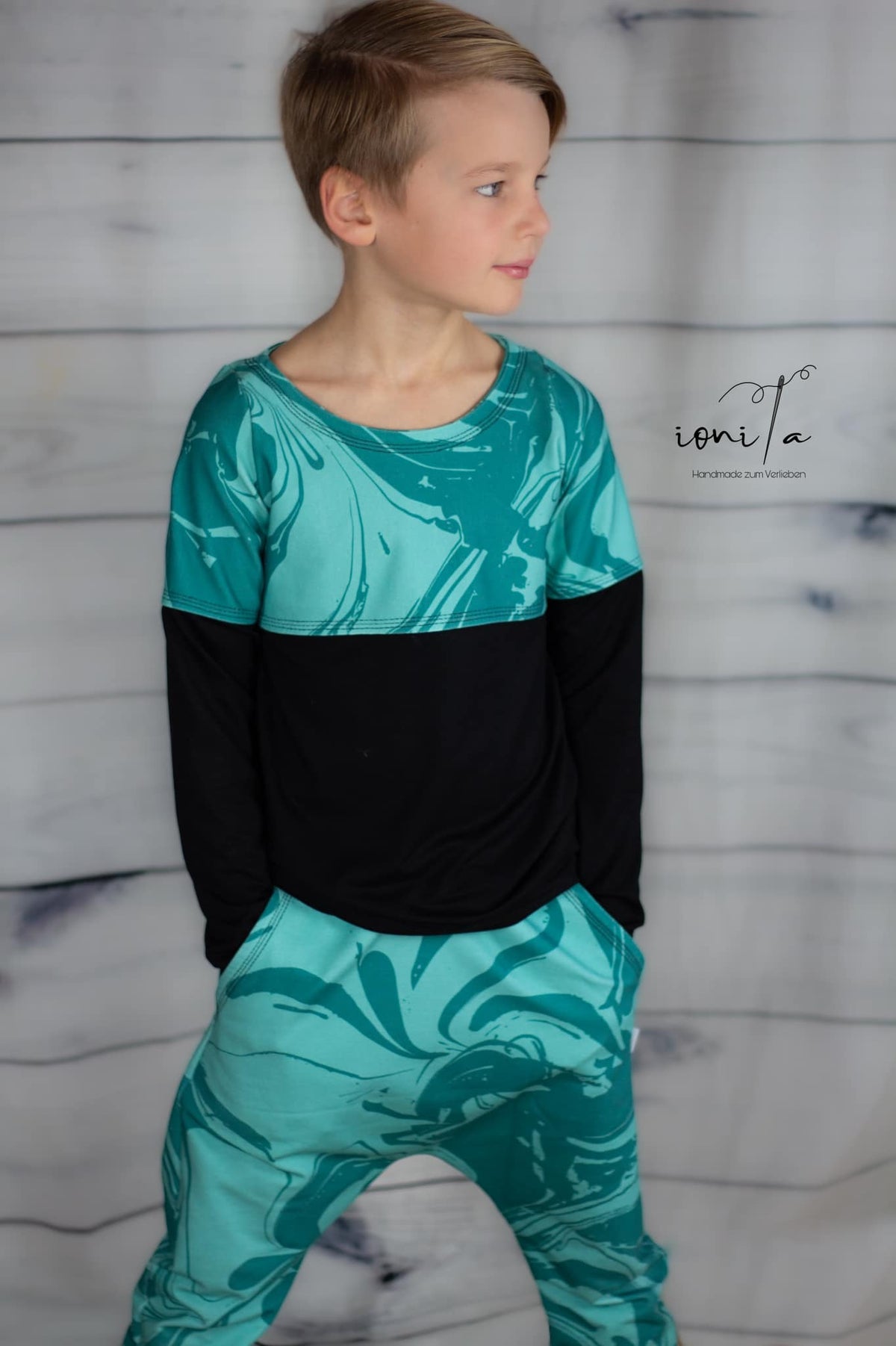 Bio-Sommer-Sweat-Stoff "Marble #mint" (0,25m)
