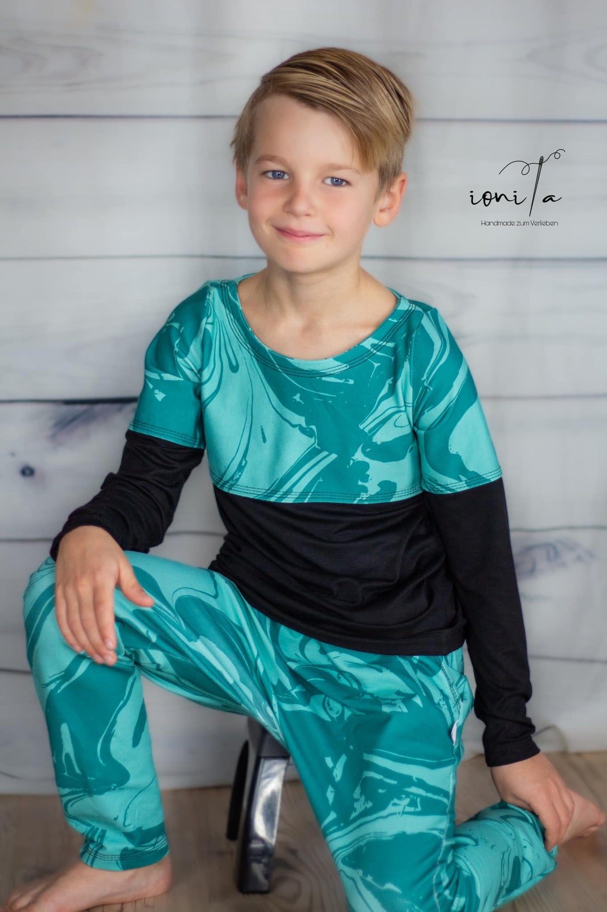 Bio-Sommer-Sweat-Stoff "Marble #mint" (0,25m)