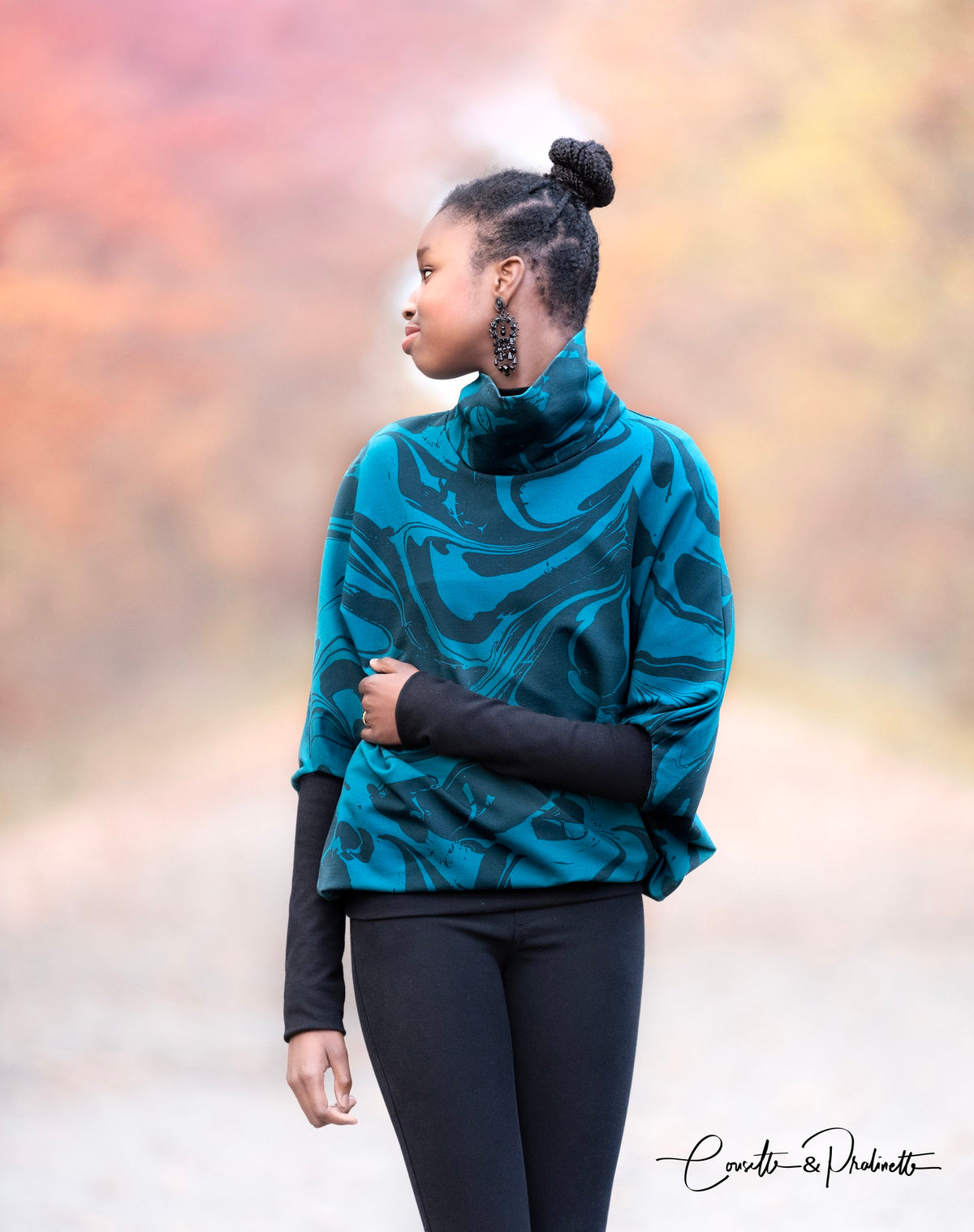 Bio-Sommer-Sweat-Stoff "Marble #teal" (0,25m)