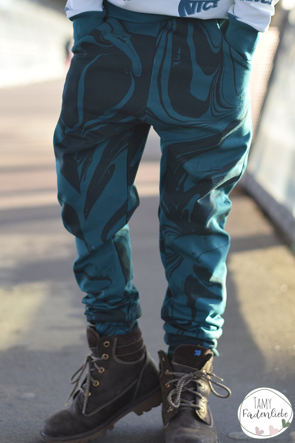 Bio-Sommer-Sweat-Stoff "Marble #teal" (0,25m)