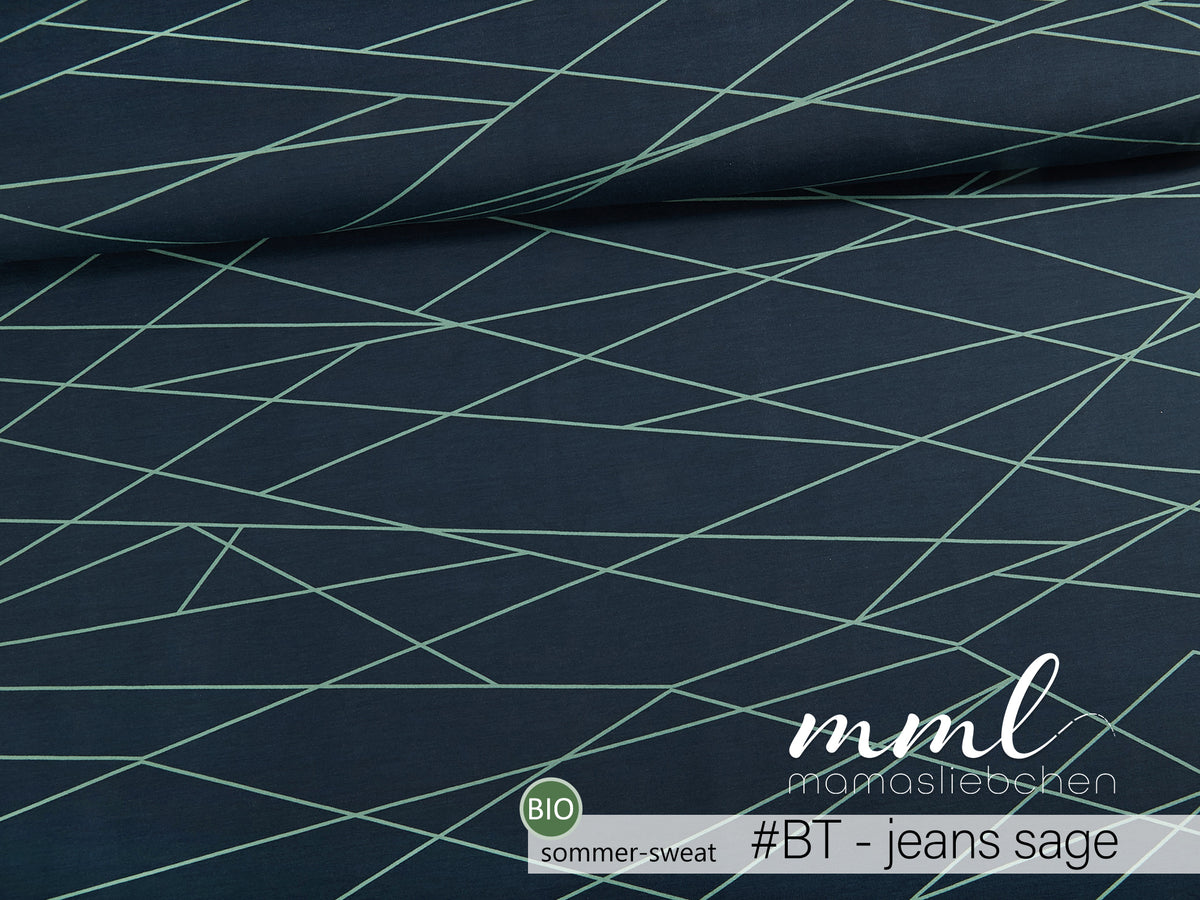 Bio-Sommer-Sweat-Stoff "shapelines #BT - jeans sage" (0,25m)
