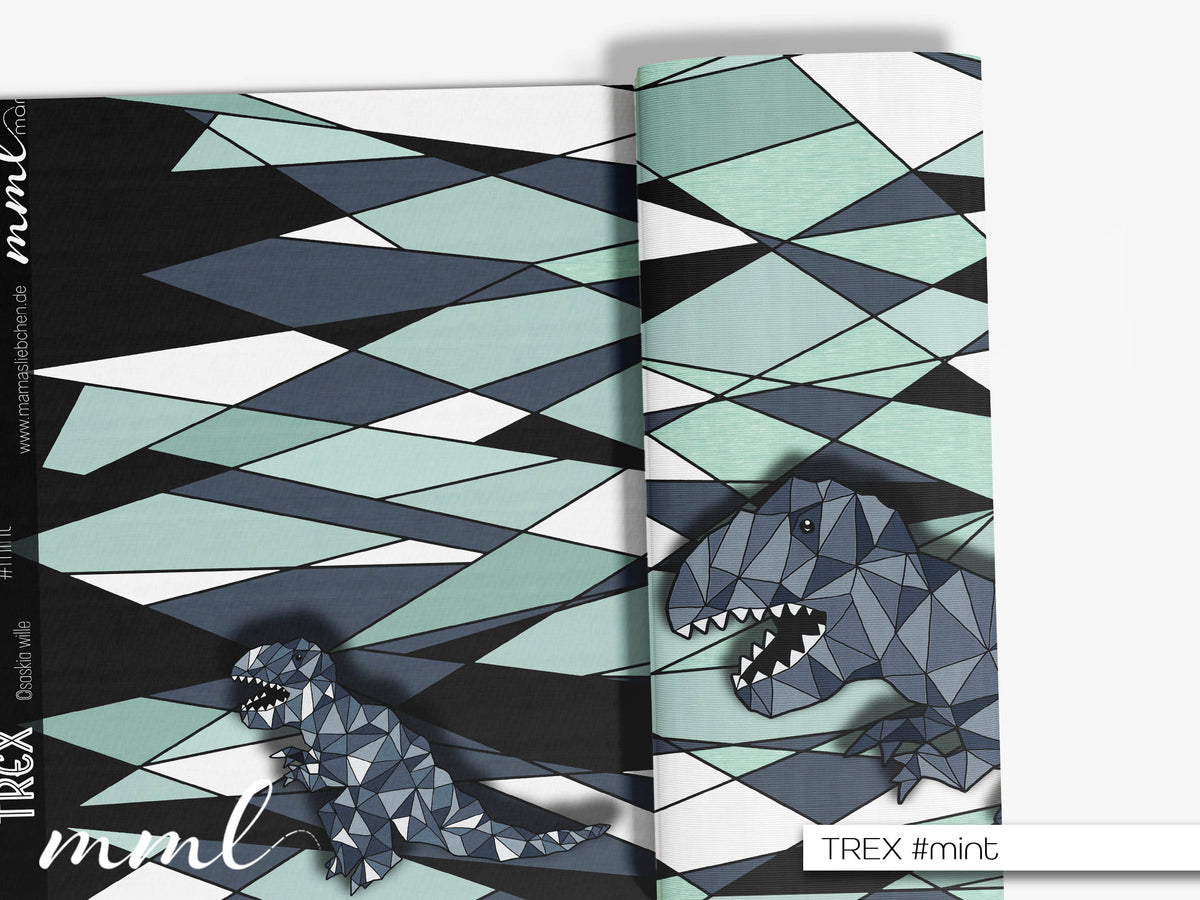 Bio-Sommer-Sweat-Stoff "Trex #mint" (1 Panel, ca. 0,80m)