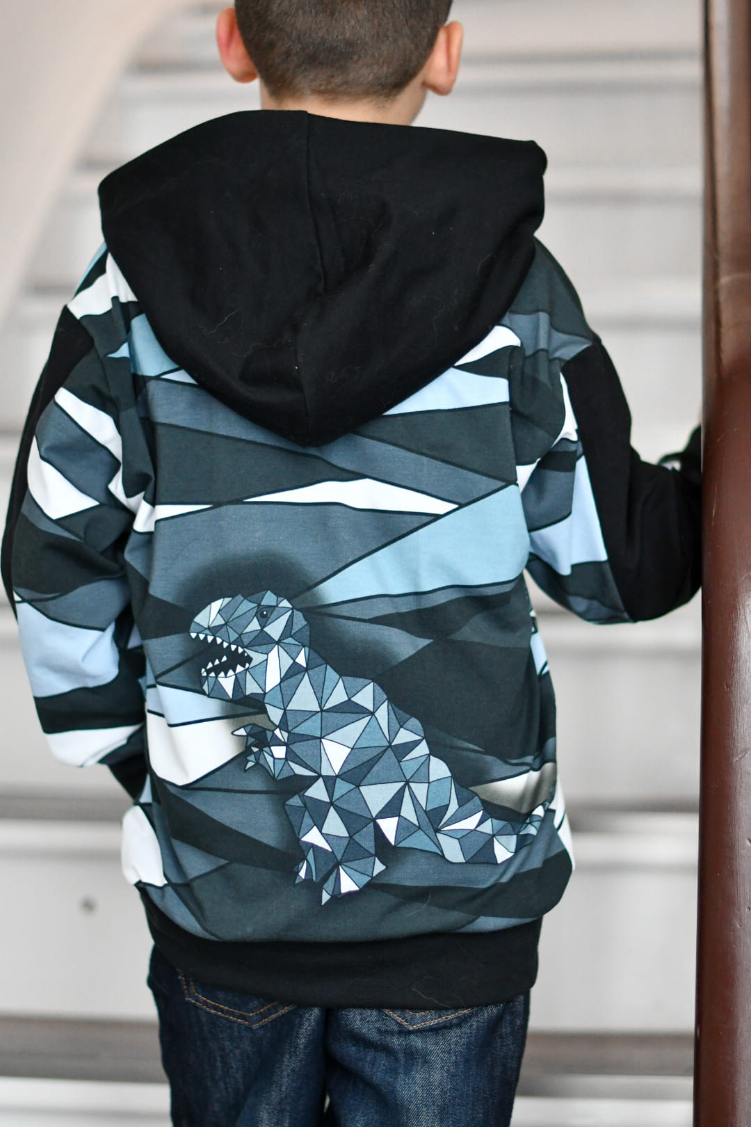 Bio-Sommer-Sweat-Stoff "Trex #smoky" (1 Panel, ca. 0,80m)