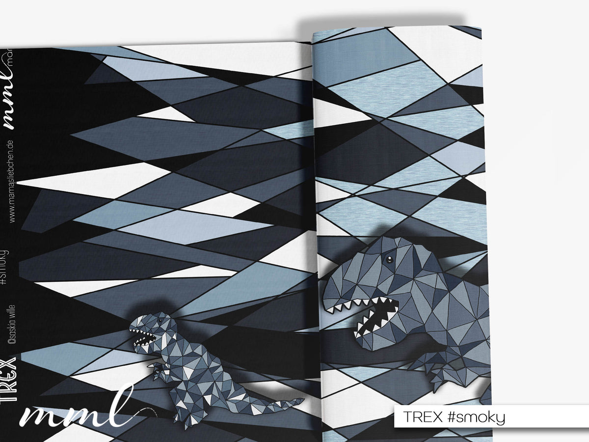Bio-Sommer-Sweat-Stoff "Trex #smoky" (1 Panel, ca. 0,80m)