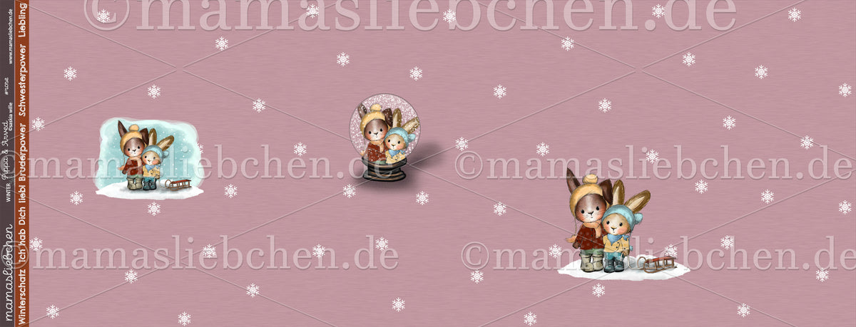 Bio-Sommer-Sweat-Stoff "Winter Pippa & Arved #rose" (1 Panel, ca. 0,65m)
