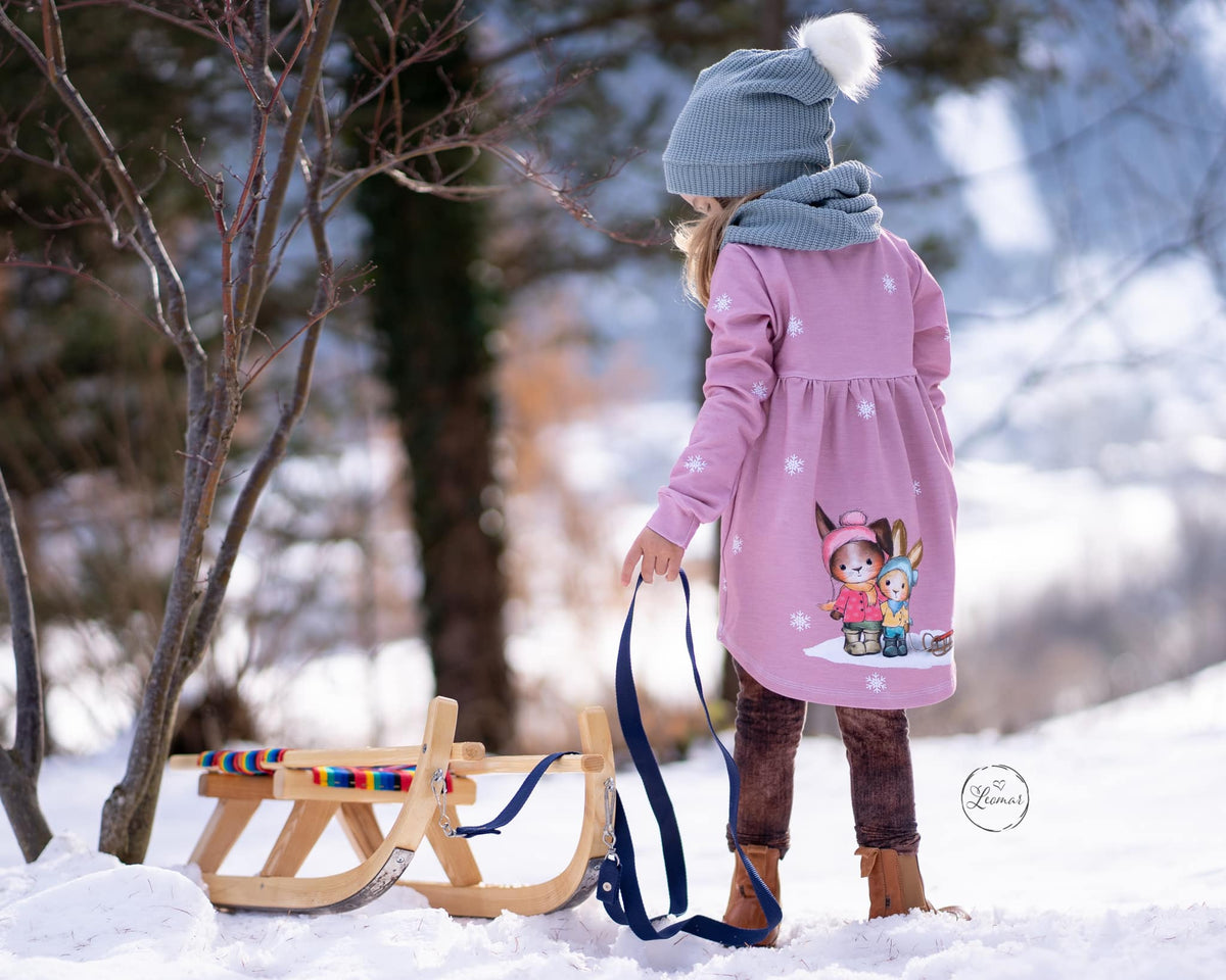 Bio-Sommer-Sweat-Stoff "Winter Pippa & Arved #rose" (1 Panel, ca. 0,65m)