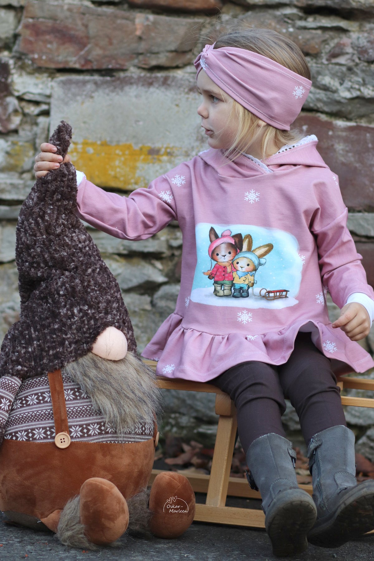 Bio-Sommer-Sweat-Stoff "Winter Pippa & Arved #rose" (1 Panel, ca. 0,65m)