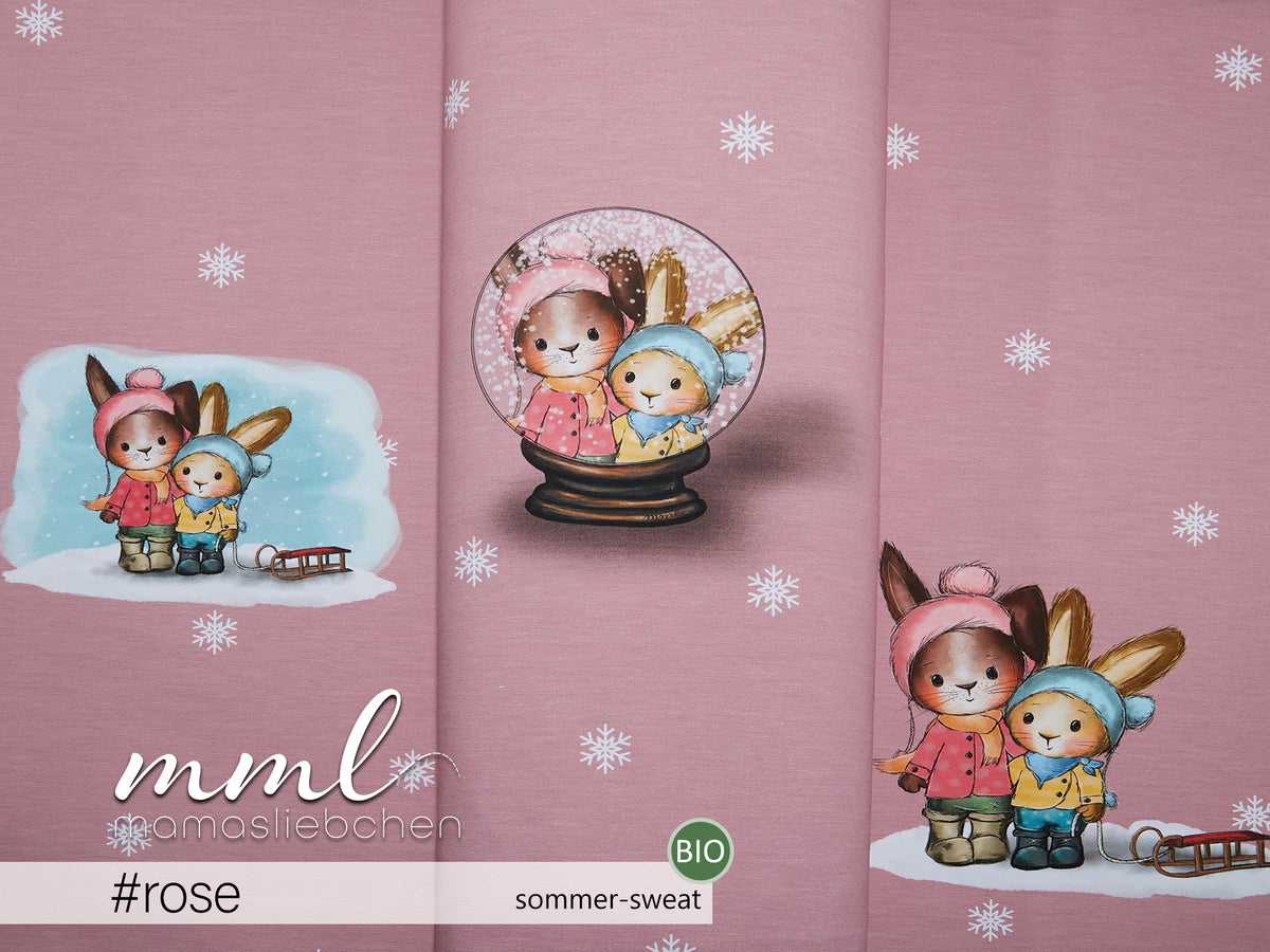 Bio-Sommer-Sweat-Stoff "Winter Pippa & Arved #rose" (1 Panel, ca. 0,65m)