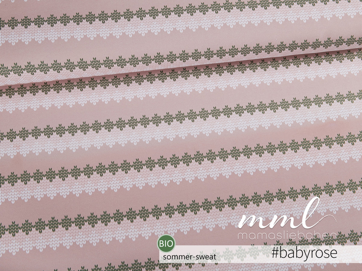 Bio-Sommer-Sweat-Stoff "Zickzack #babyrose" (0,25m)
