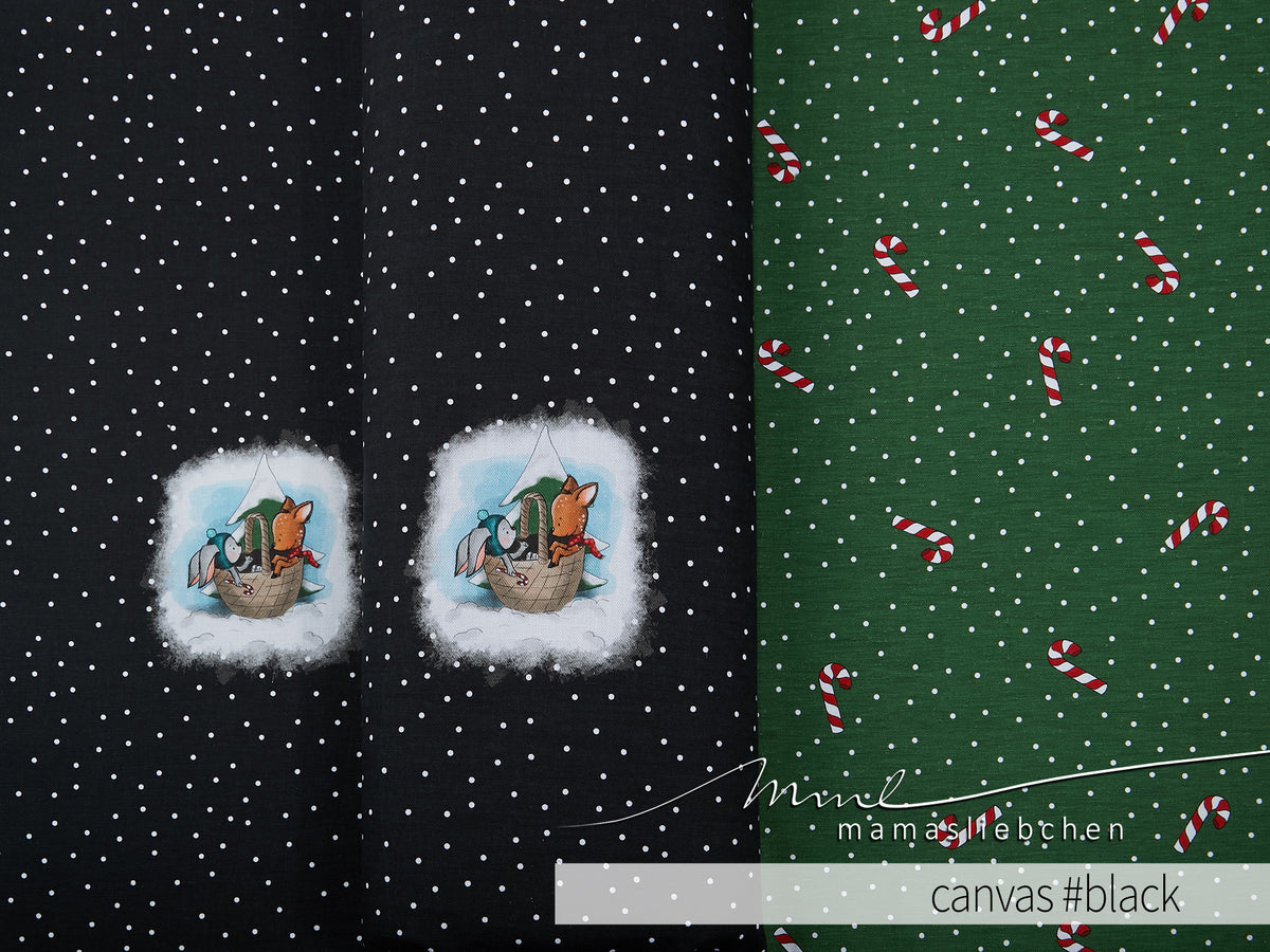 Canvas-Stoff "sweethearts winter #black" (1 Panel, ca 0,50m)
