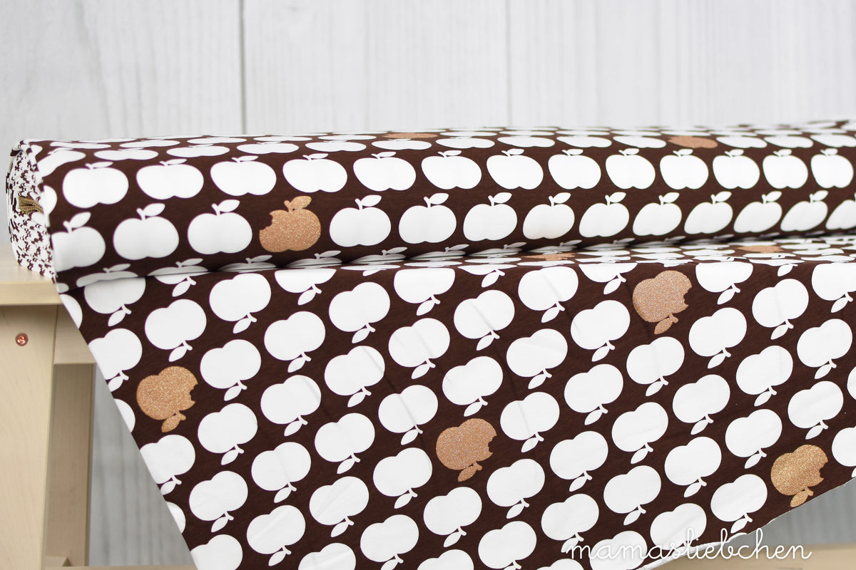 Sweat-Stoff "applebite glitter #brown" (0,5 Meter)