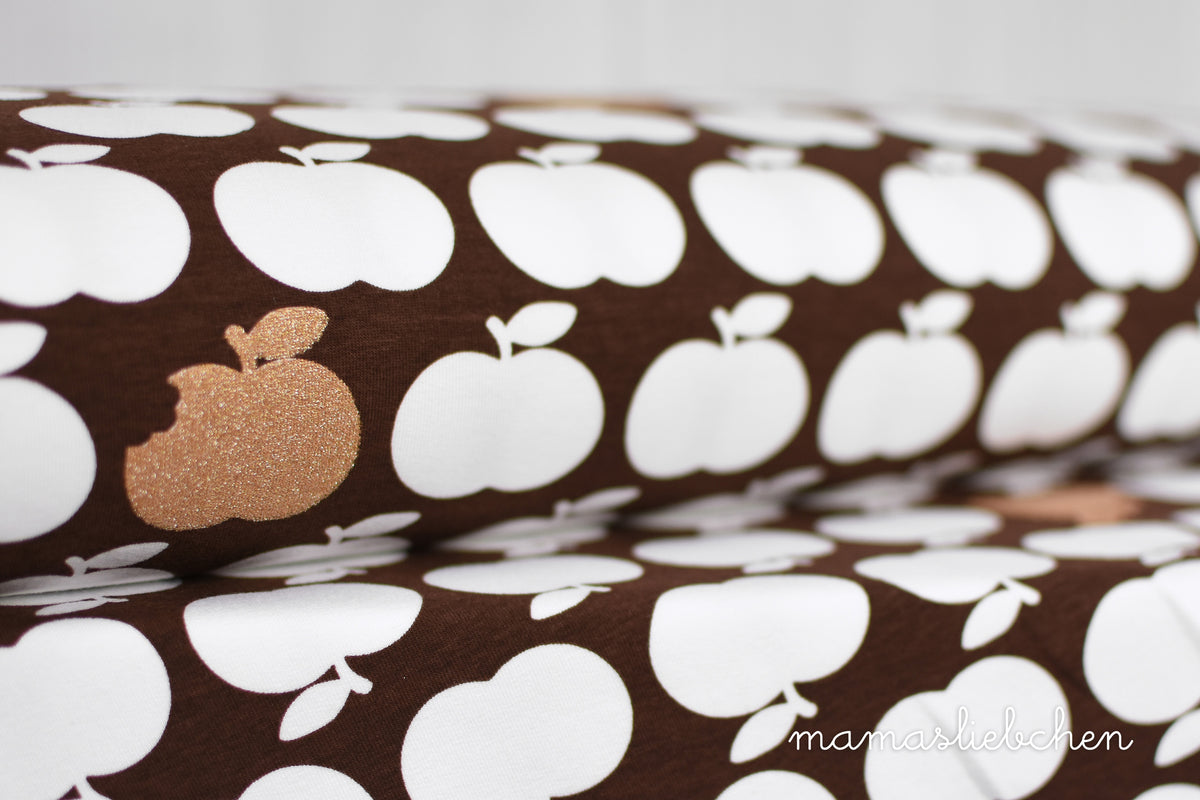 Sweat-Stoff "applebite glitter #brown" (0,5 Meter)