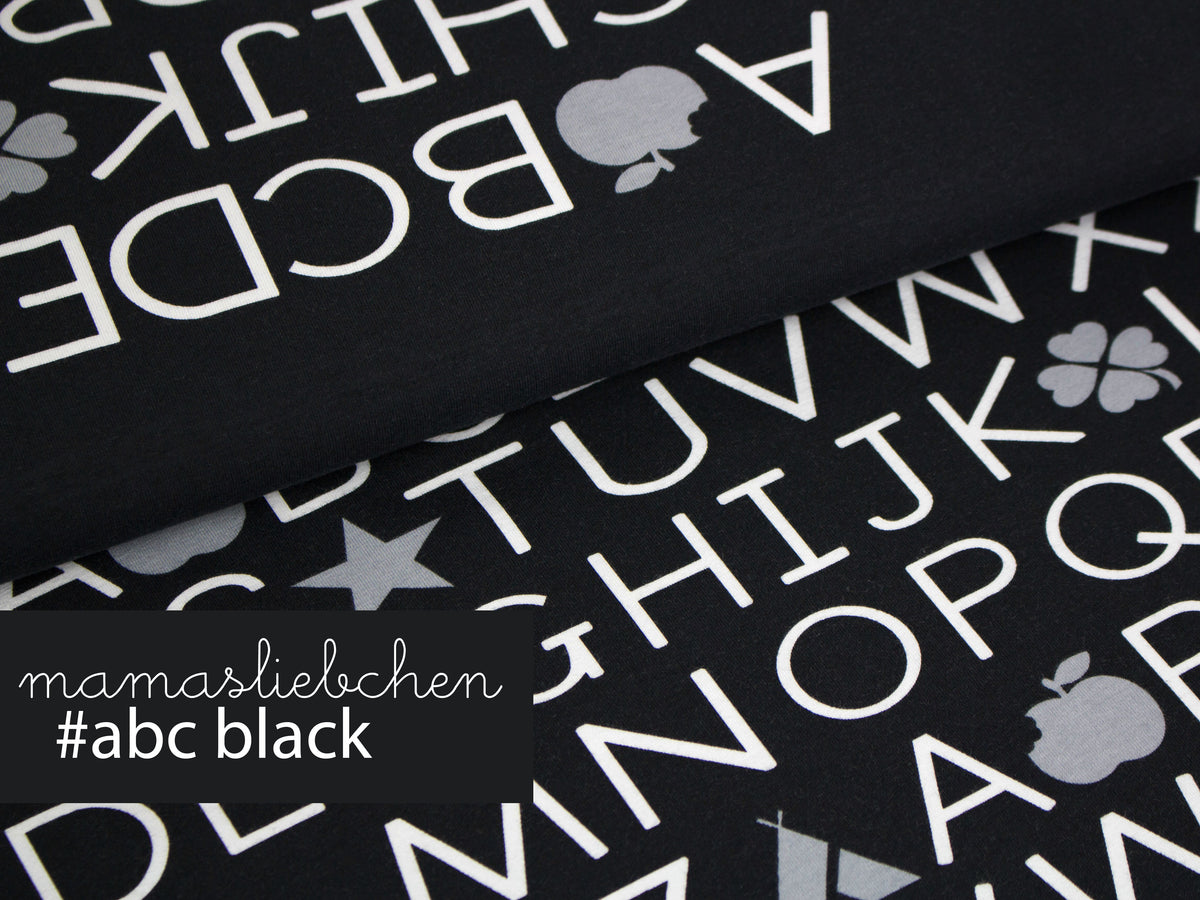 Jersey-Stoff "ABC #black" (0,5 Meter)