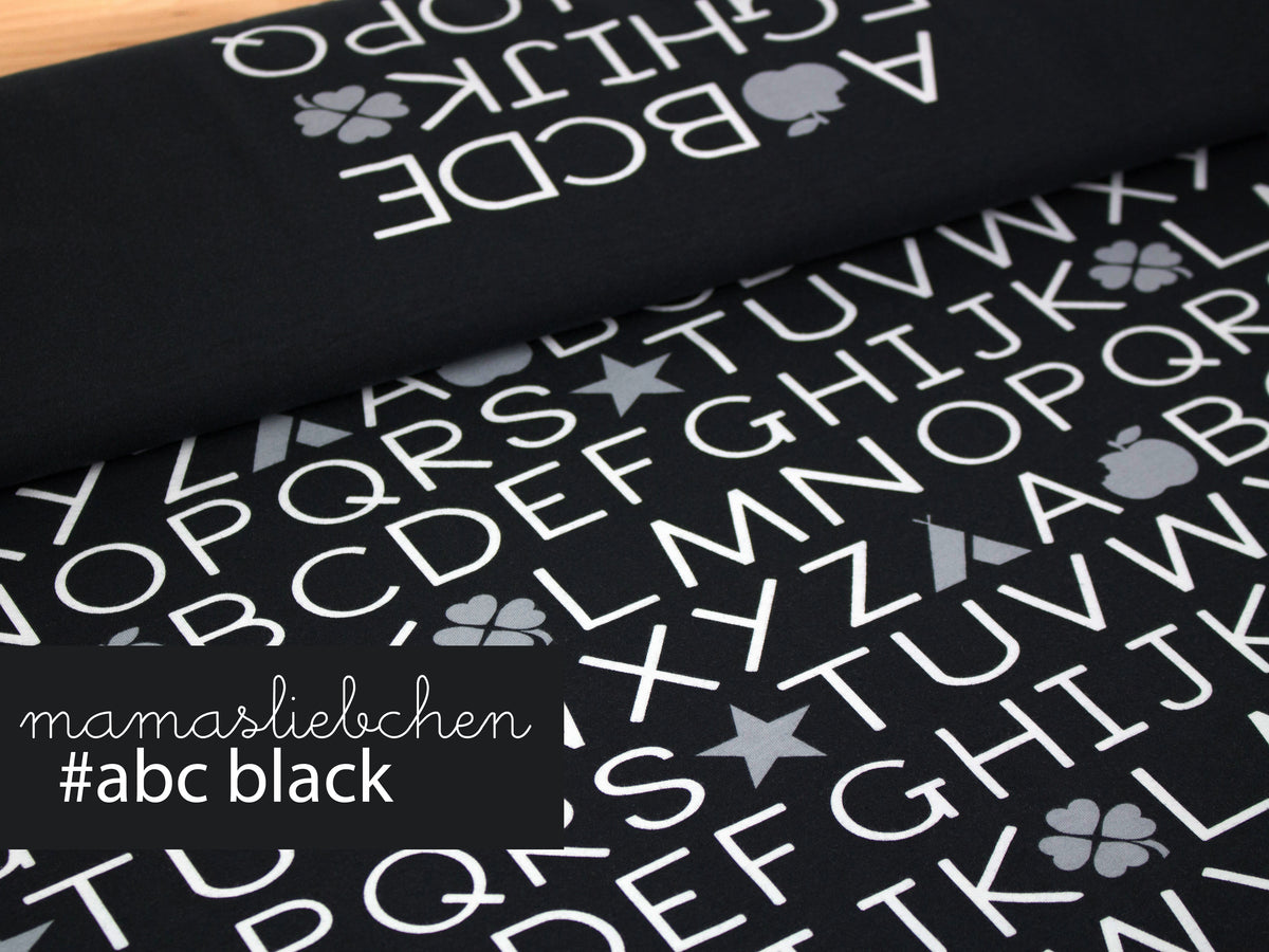 Jersey-Stoff "ABC #black" (0,5 Meter)