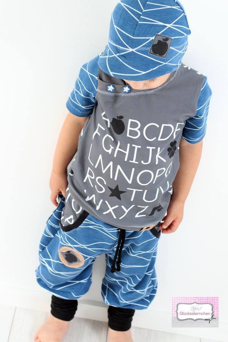 Jersey-Stoff Schule Einschulung "ABC #darkgray" (0,5 Meter)