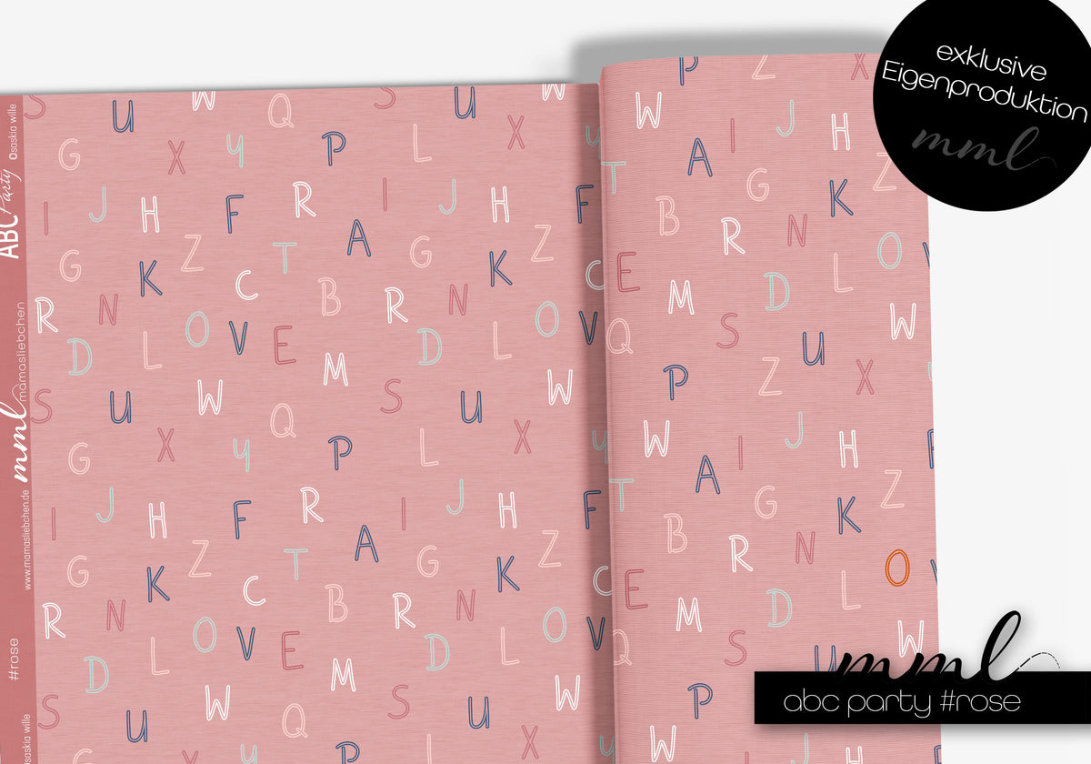 Jersey-Stoff "ABC Party #rose" (0,25m)
