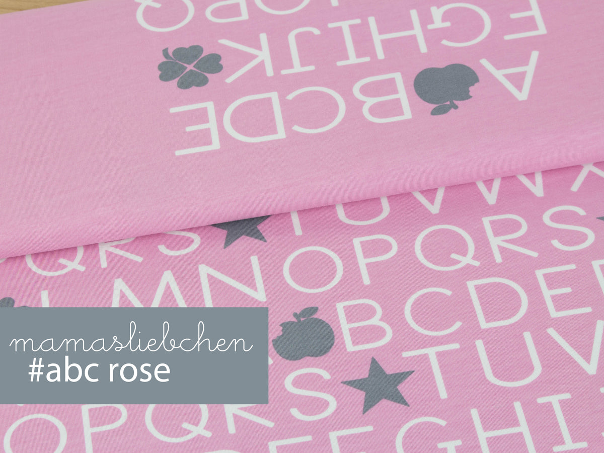 Jersey-Stoff Schule Einschulung "ABC #rosa" (0,5m)